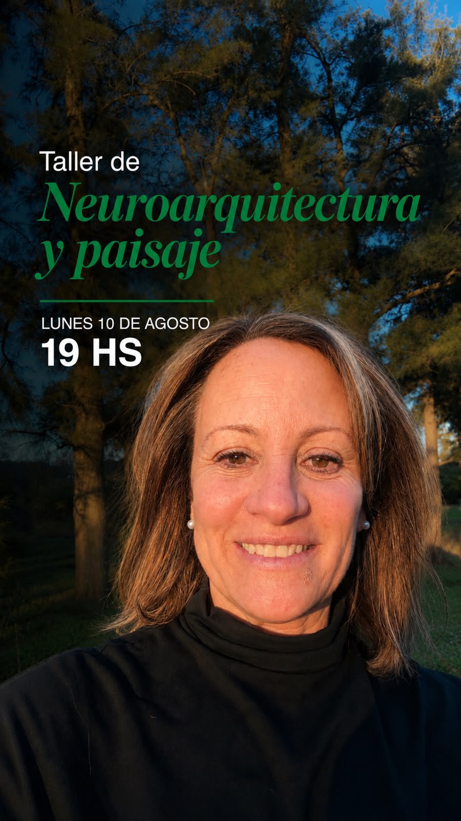 Vanina Salinas anunciando el Taller de Neuroarquitectura y Paisaje